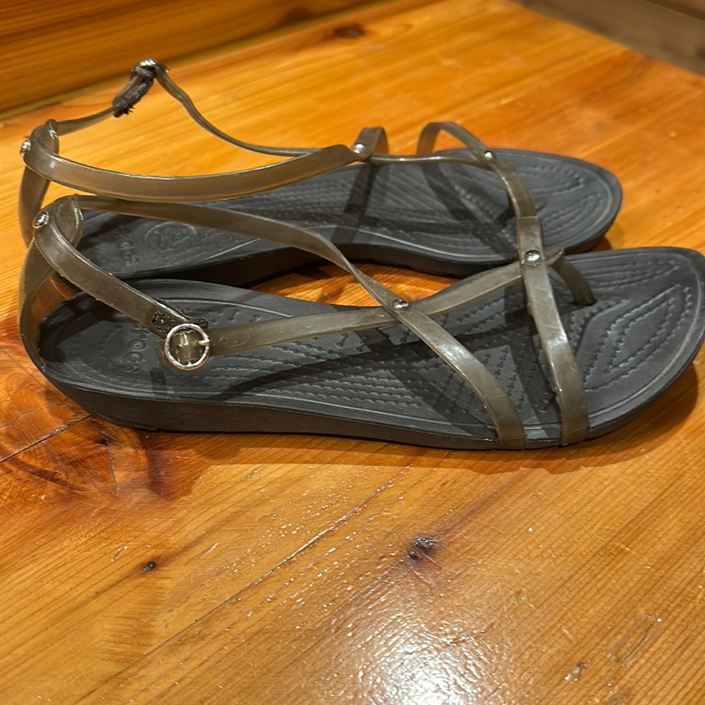 Grey Crocs Gladiator Sandals
